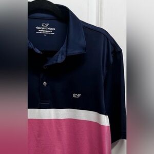 Vineyard vines men’s performance polo Navy,pink white SZ L
